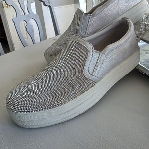 Sketchers Silver Rhinestone Slip-On Sneakers